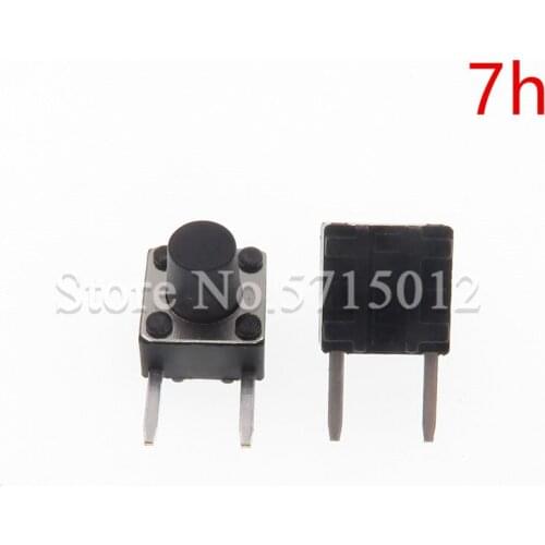 200PCS/LOT 6*6*7mm Black Mini Push Button Momentary Tact Switch micro switches Copper feet Side Two Pin DIP