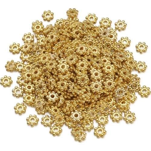 500pcs Tibetan Style Alloy Flower Spacer Beads 4mm Golden Silver Color Metal Bead for Jewelry Making Bracelet DIY Accessories