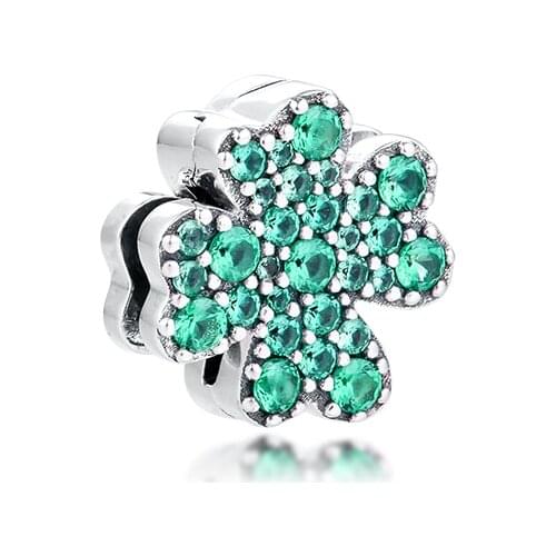CKK 2020 Spring Four-Leaf Clover Clip Charms 925 Original Fit Reflexions Bracelet Sterling Silver Charm Beads for Jewelry Making