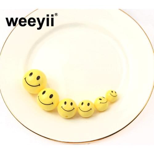 10/12/14/16/18/20mm Rounds Shape Smiley Beads Diy Jewelry Woman Earring Bracelet Necklace Making Accessories