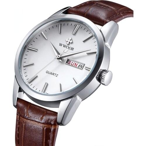 2021 Famous Brand Luxury Sports Business Mens Watch Day Date Analog Quartz Watches Male Brown Leather Casual Wrist Watch Clocks