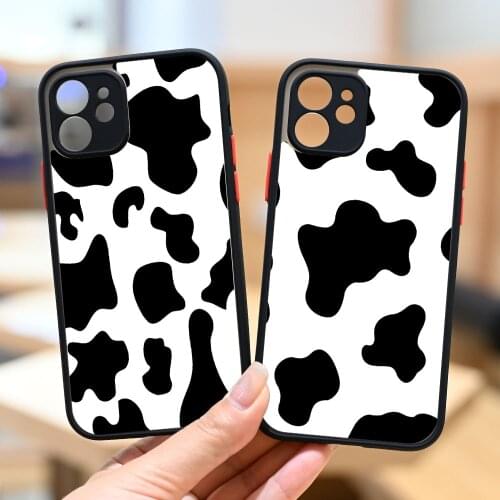 White Pink Cow Symbol Pattern Print Phone Cover for IPhone X XS XR MAX 11 PRO Max 6 6S 7 8 Plus SE2 White Black Cow Print Cover