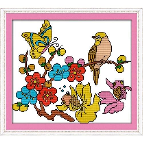 Flowers birds insects fishes cross stitch kit cartoon printed DMC 18ct 14ct 11ct embroidery handmade needlework craft supplies