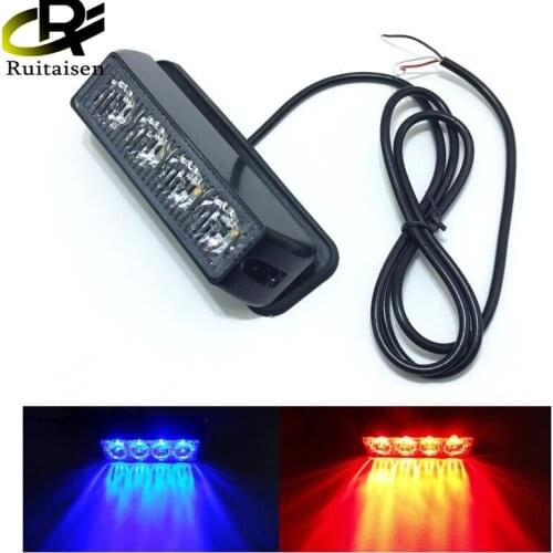 DC12V/24V 4 LED Waterproof Car Truck Emergency Strobe Flash warning light Amber Red Blue White color
