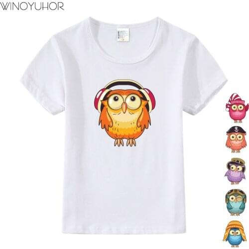2 To 9 Years Toddler Boys T Shirt Cartoon Owl Animal Tshirt Summer Short Sleeve Cotton Tops Children Kids Baby Girls Tees