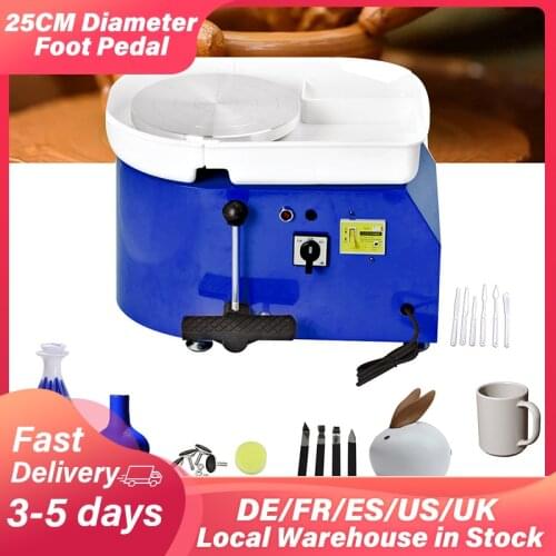 110V/220V Electric Pottery Wheel Ceramic Machine Clay 25CM Diameter Professional DIY Forming Art Work Mould Foot Pedal 8pcs Kits