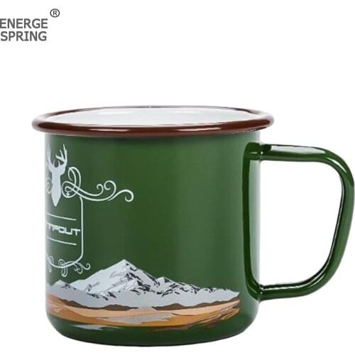 270ML Enamel Cup Outdoor Portable Mug Thickened Crimping Enamel Mug Vintage Teacup Household Water Cup