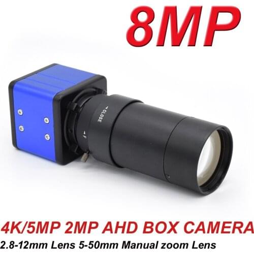 Mini 4K 8MP AHD Camera 5MP 2MP Sensor BOX Security AHD Camera with 5-50mm 2.8-12mm Manual Zoom Varifocal Lens for AHD Systems