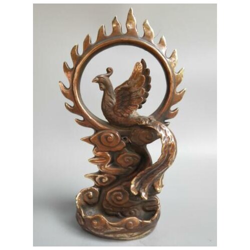 Chinese pure brass Flame Phoenix Backflow incense burner