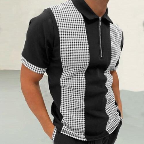 Turn-down Collar Summer Men Shirt Fashion Slim Shirt All-matched Sweat Absorbing Comfortable Print Zipper Summer Slim Shirt