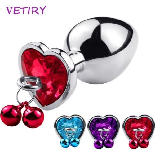 Metal Anal Plug With Bells Crystal Jewelry Smooth Touch Butt Plug No Vibrator Anal Bead Anus Dilator Sex Toys for Men Women