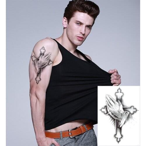 Pray Cross Waterproof Temporary Tattoo Sticker Tatouage Christian Tatoo Kids Body Art Stickers Henna Tattoos Art Tattoo Th501