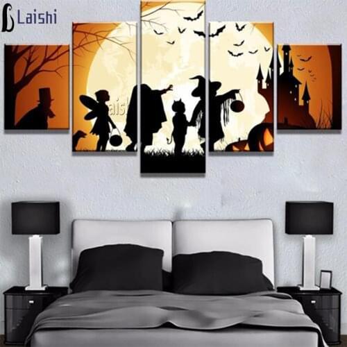 5pcs full square diamond painting Halloween decoration mosaic diamond rhinestone embroidery cross stitch full drill home decor