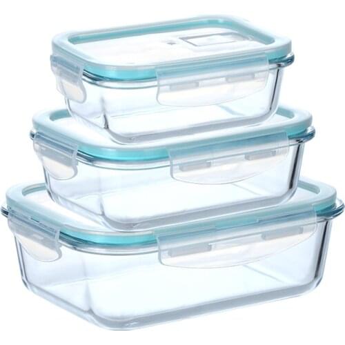 New transparent glass lunch box portable food storage microwave heating school container