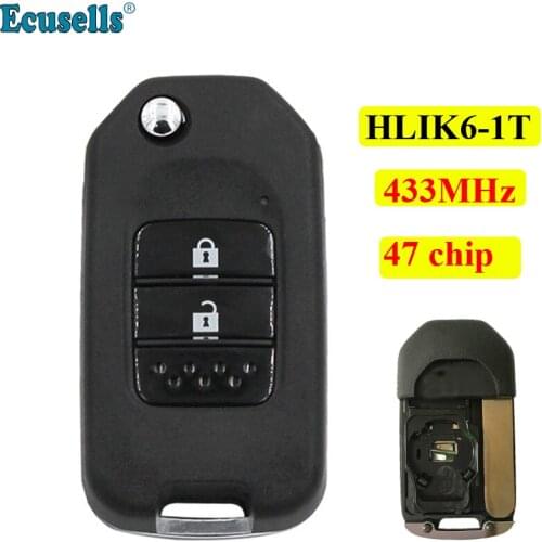 2 Buttons Upgraded Remote Key 433MHz fit for Honda CIVIC CR-V FIT XRV CITY GREIZ with ID47 Electronic Chip