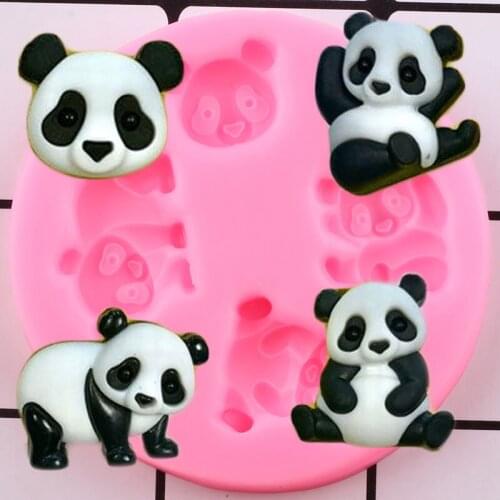 Panda Cupcake Topper Fondant Mould Baby Birthday Candy Chocolate Cake Border Silicone Mold Cookie Baking Cake Decorating Tools