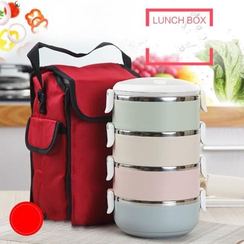 Food Fruit Container Storage Bento Lunch Box Set Stainless Steel Japanese DIY Bento Box Portable Dinnerware Tote Thermal Bag