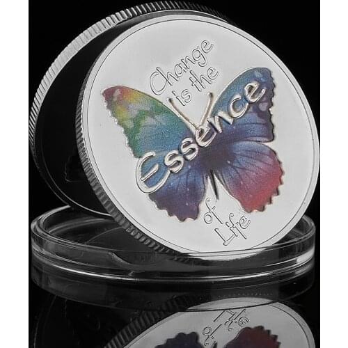 Animal Coloried Butterfly Silver Plated 1OZ Symbols Change Is The Essence Of Life Coin Collectible