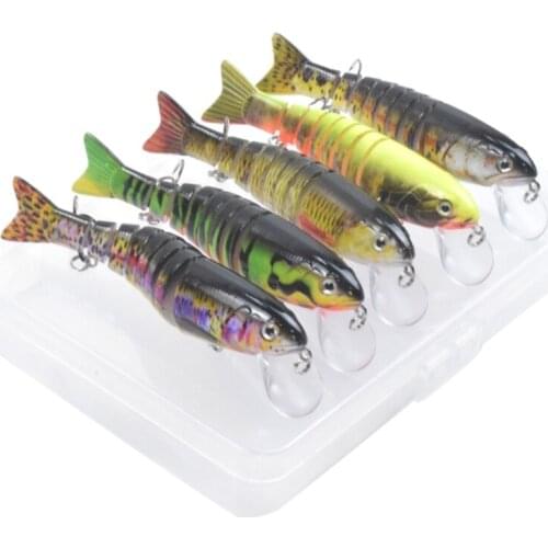 5pcs Fishing Lures for Bass Trout 4.3" Multi Jointed Swimbaits Slow Sinking Bionic Hard Lure Fishing Baits