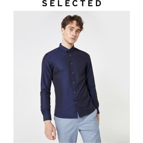 SELECTED Mens 100% Cotton Slim Fit Business Long-sleeved Shirt S|419305538