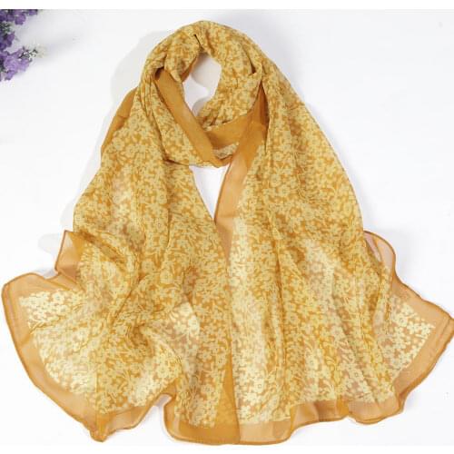 Fashion Chiffon Scarves Silk Scarf Women Floral Printing Long Soft Wrap Scarf Shawl Beach Kerchief Scarves Female Foulard