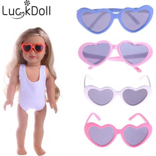 6 Color Heart-Shaped Frame Sunglasses For 18 Inch American&43Cm Baby New Born Doll Our Generation ,Baby Birthday Festival Gift
