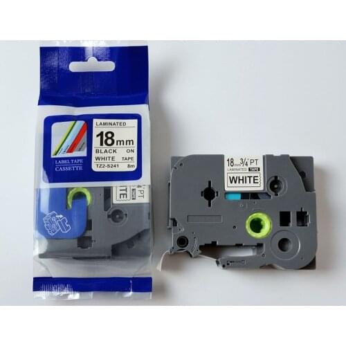 Compatible 18mm tze tape tze-s241 tz-s241 tz s241 Black on White TZ strong adhesive tape cartridge