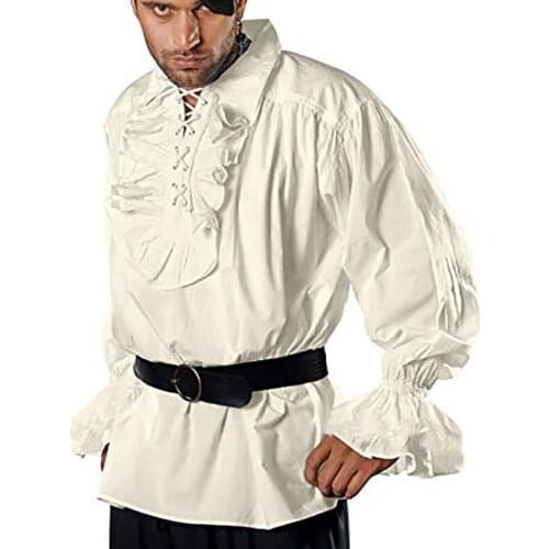 Medieval European Ranger Knight T-shirt Halloween Viking Pirate Saxon Retro Blouse Prince Noble Tee Tops Party Cosplay Costume