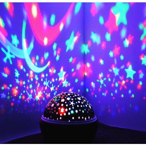 LED Starry Sky Ball Projection Lamp Star Moon Ocean World Rotating Projector Night Lights for Baby Bedside Kid Sleeping Bedroom
