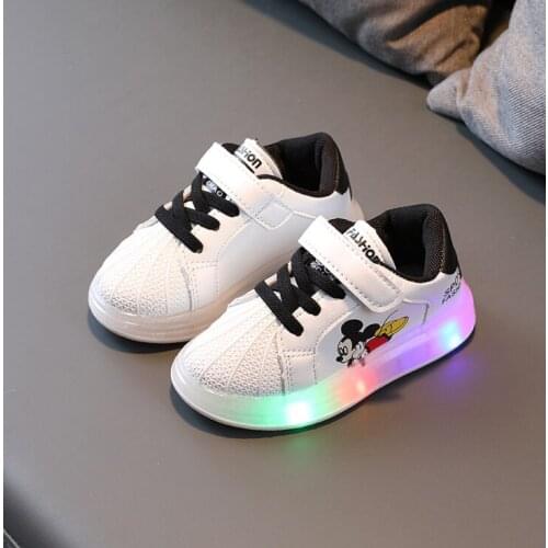 Disney Mickey Mouse Kids Led Shoes For baby girls Light Children Luminous baby Sneakers sport Girls Led Light Shoes