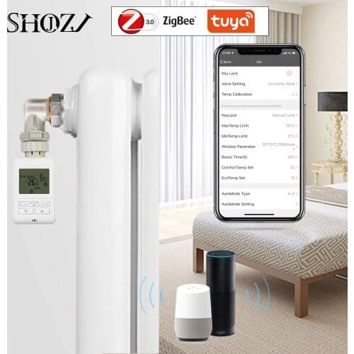 TUYA ZIGBEE Thermostat Support Alexa, Google Home Heater Heating Accurate TRV Thermostatic Radiator Valve Temperature Controller