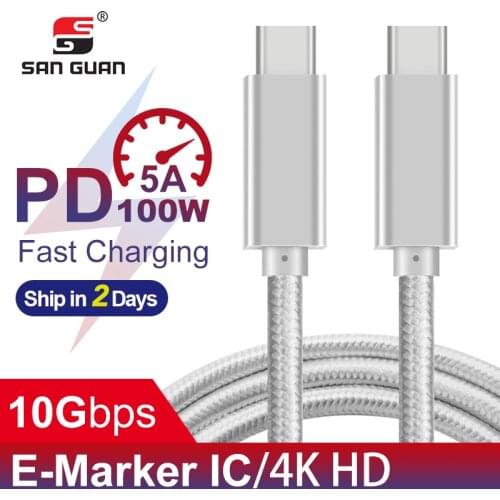 USB3.1 Gen2 Cable PD 100W 20 5A fast Charge Type-C 3.1 Cable USB C TO C for Mac Pro,dell notebook compatible thunderbolt 3