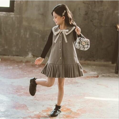 Spring Clothes Dress For Girls Cotton Lace Pleated Dress Fashion Casual Kids Long Sleeve Dresses Baby Girl Clothes 10 12 Year