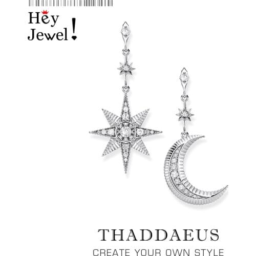 Magical Star & Moon Drop Earrings,Europe Fashion Boho Look Jewelry For Women,2020 Summer New Sterling Silver 925 Vintage Gift
