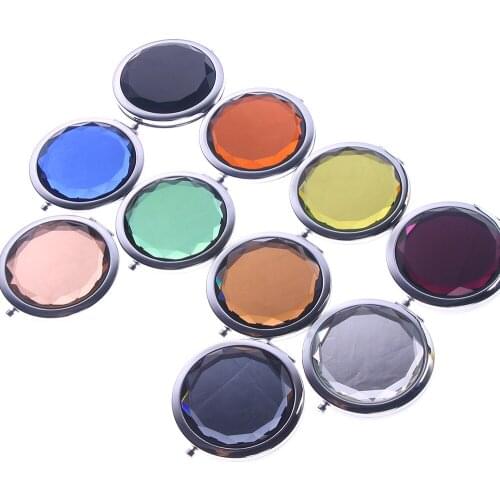 Women Cute Pearl Makeup Mirror Lovely Little Sheep Pocket Crystal Portable Double Dual Sides Compact Mirrors