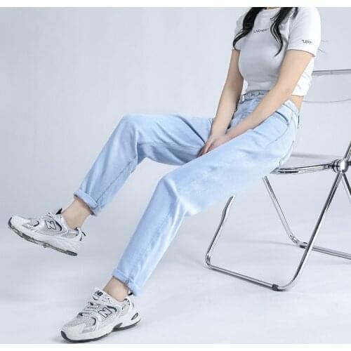 Woman Jeans Harem Pants Summer Thin Soft High Quality Stretched Fabric Straight Elastic Waist Tencel Jeans Plus Size 3XL