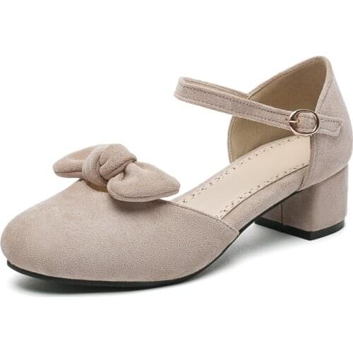 Big Size 9 10 11 12 ladies high heels women shoes woman pumps Square head bow with thick heel