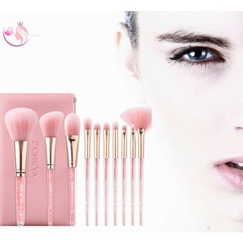10Pcs Makeup Brushes Set Professional With a Bag Pink Powder Foundation Eyeshadow Eyebrow Kabuki Blending Brush Kit Beauty Tool
