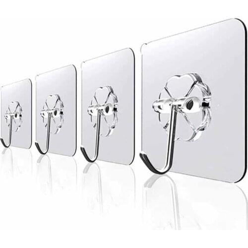 12/6/1Pcs PTransparent Strong Self Adhesive DoorWall Hanger No Trace Towel Mop Handbag Holder Hooks Hanging for Kitchen Bathroom