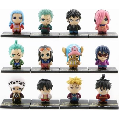 12pcs/Set One Piece Antistress Fidget Toy Anime Q Version Luffy Roronoa Zoro Nami Sanji PVC Figures Toys Kawaii Dolls Kid Gift