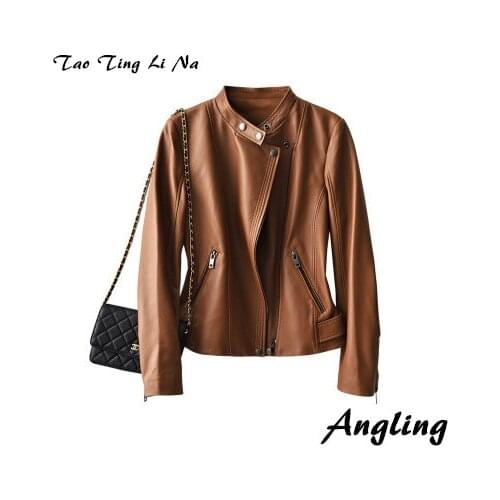 2021 Women New Fashion Genuine Real Sheep Leather Jacket G12