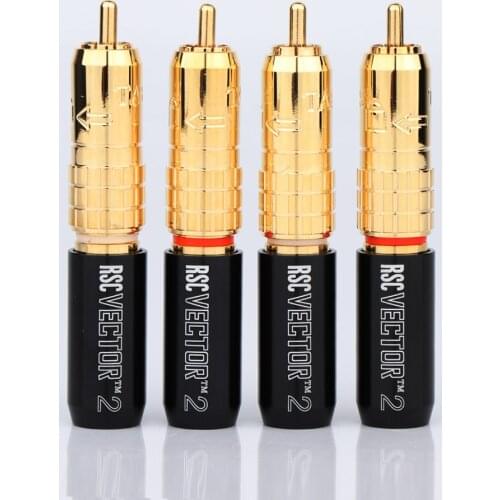 4x R1758 Taralabs RSC Vector Audio RCA Plug Gold Plated RCA Connector Audio Male Plug For Signal Audio Interconnect Cable