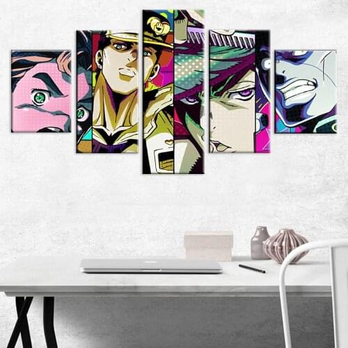 Modern Artwork 5 Pieces Anime Jojos Bizarre Adventure Posters Canvas HD Printed Decorative Wall Art Modular Pictures Framework