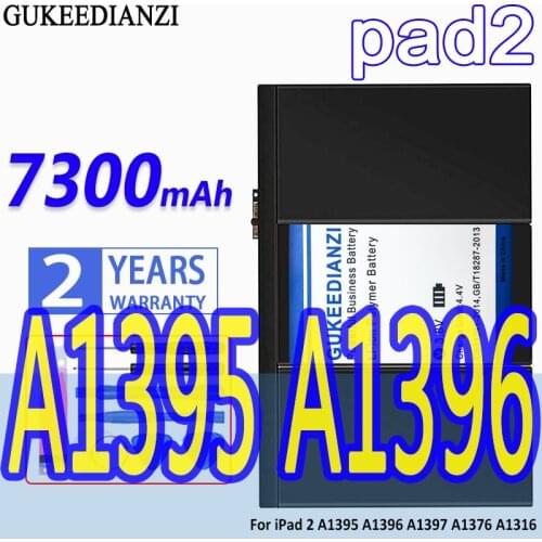 7300mAh Tablet Battery For iPad 2 A1395 A1396 A1397 A1376 A1316 Li-ion Polymer Battery For Apple iPad2