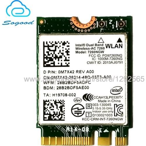 Intel dual band wireless-ac 7260 7260NGW 7260AC802.11AC Wifi+Bluetooth 4.0 NGFF/M.2 2.4G&5G WLAN Card For Dell Sony Samsung