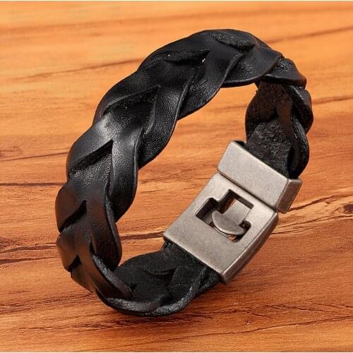 XQNI Three-color Choice Woven PU Leather Mens Bracelet Winding Bracelet For Men And Women Adjustable Size Birthday Party Gift