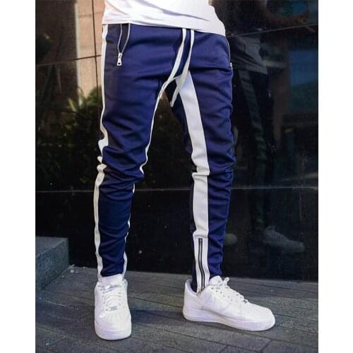 Casual pants men sweatpants streetwear fashion hip hop splice mens pants Gyms joggers trousers Tight pants men