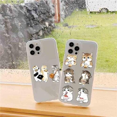 Lovely Cat Case For Xiaomi Mi Poco X3 NFC F3 M3 A3 Redmi Note 9 10 8 7 10S 9S 5 9T 8T 10T Pro 11 Lite 9C 9A Clear Cartoon Cover