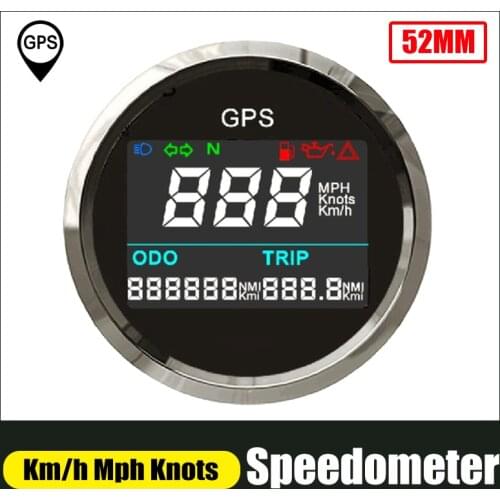 52mm Digital GPS Speedometer Odometer 0~999 MPH Knots Km/h Adjustable 316 Stainless Steel Speed Gauge For Car Motorcycle Boat RV