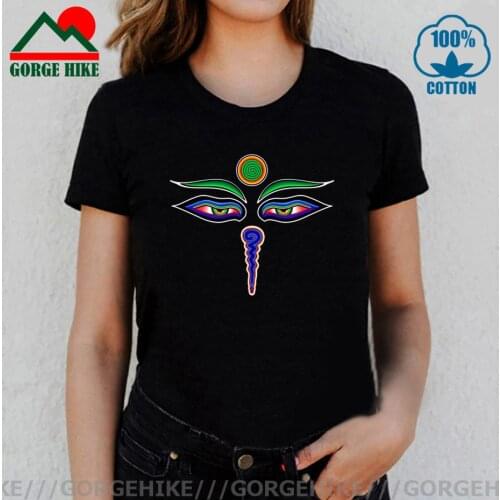 GorgeHike Chinese Buddhism Culture T-shirt Female Buddhist gift tee shirt camistea Girls Popular Art Tibetan Buddha Eyes T shirt